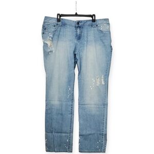 Lane Bryant Bleach Splatter Distressed Boyfriend Denim Jeans sz 20 Average